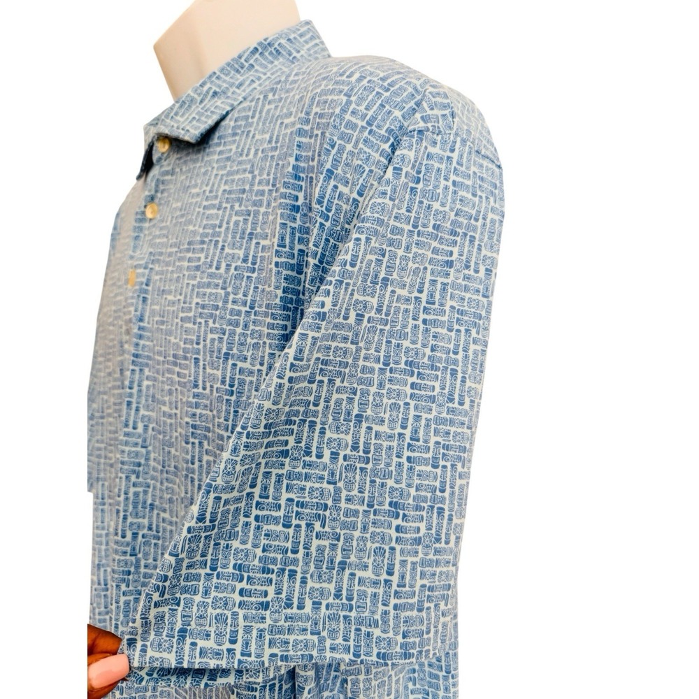 Peter Millar Seaside Polo XL Blue Tiki Resort Pima Cotton Luxury Golf Shirt - Picture 8 of 14